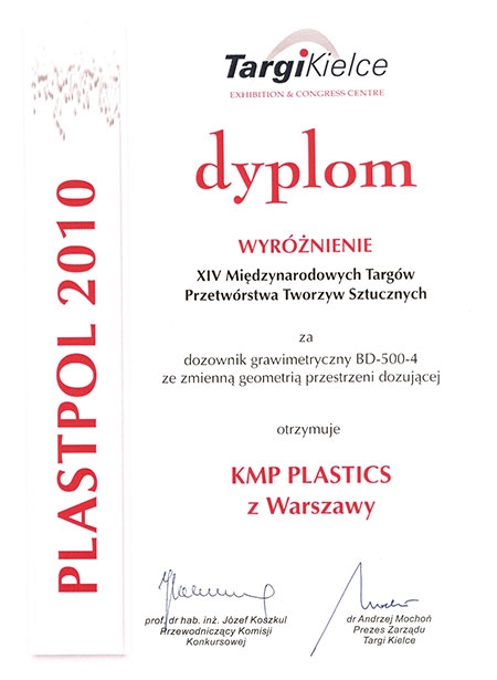 Firma KMP Plastics z wyróżnieniem targów Plastpol 2010