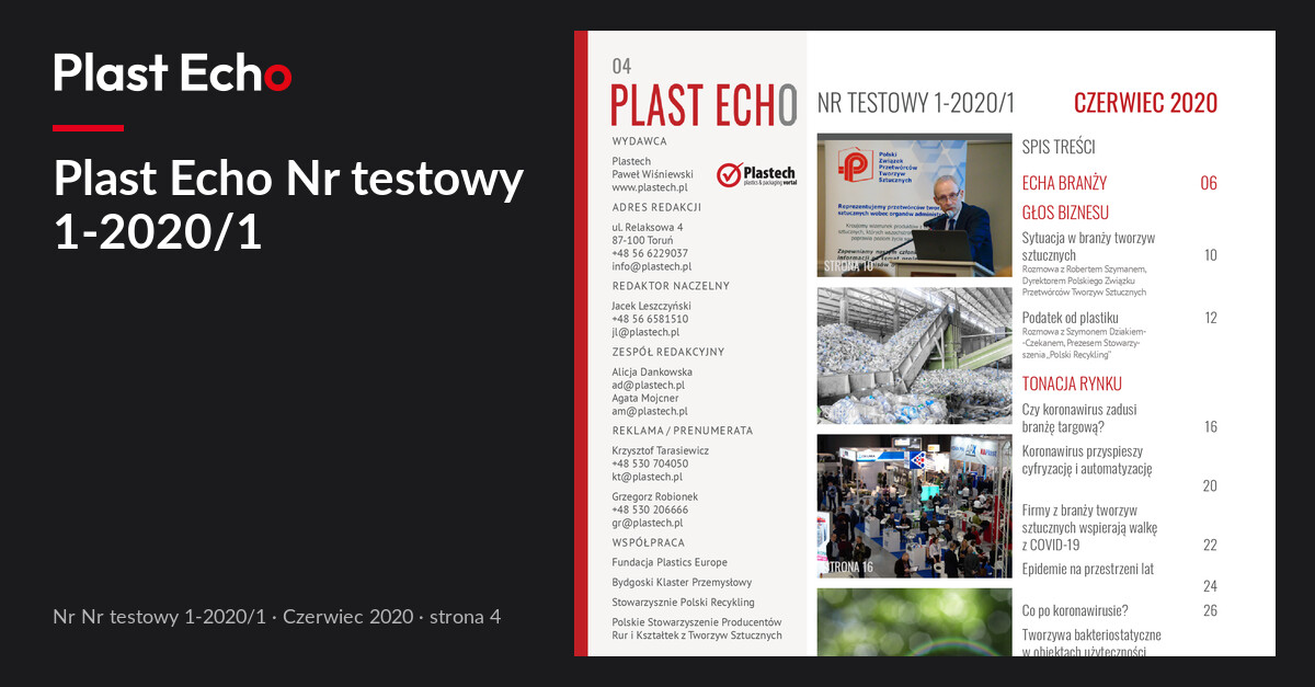 Plast Echo Nr testowy 1-2020/1, Czerwiec 2020, s. 4