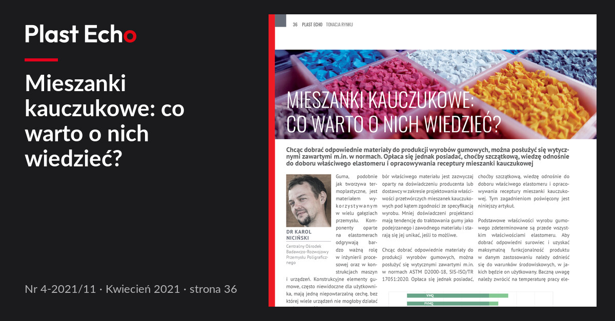 Mieszanki kauczukowe: co warto o nich wiedzieć? | Plast Echo 4-2021/11, Kwiecień 2021, s. 36