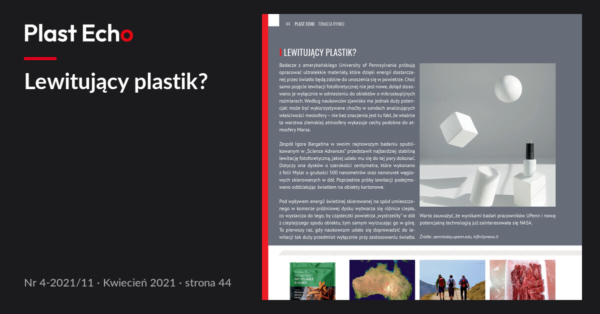 Lewitujący plastik? | Plast Echo 4-2021/11, Kwiecień 2021, s. 44