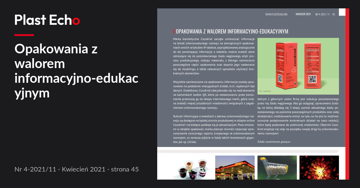 Opakowania z walorem informacyjno-edukacyjnym | Plast Echo 4-2021/11, Kwiecień 2021, s. 45