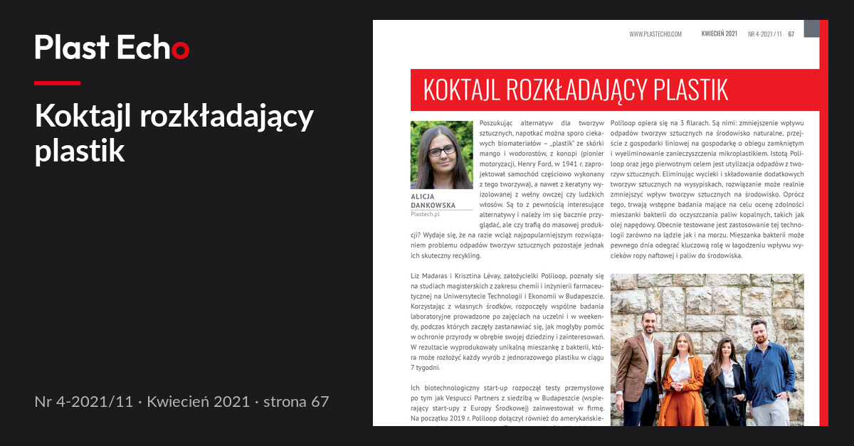 Koktajl rozkładający plastik | Plast Echo 4-2021/11, Kwiecień 2021, s. 67