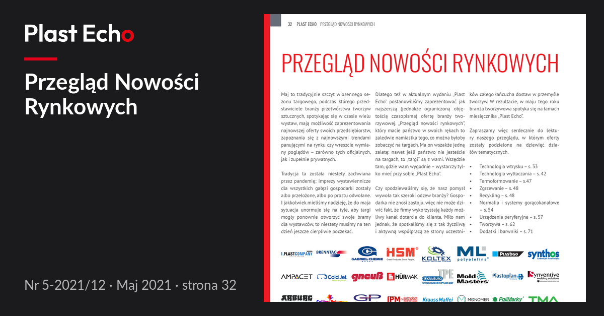 Przegląd Nowości Rynkowych | Plast Echo 5-2021/12, Maj 2021, s. 32