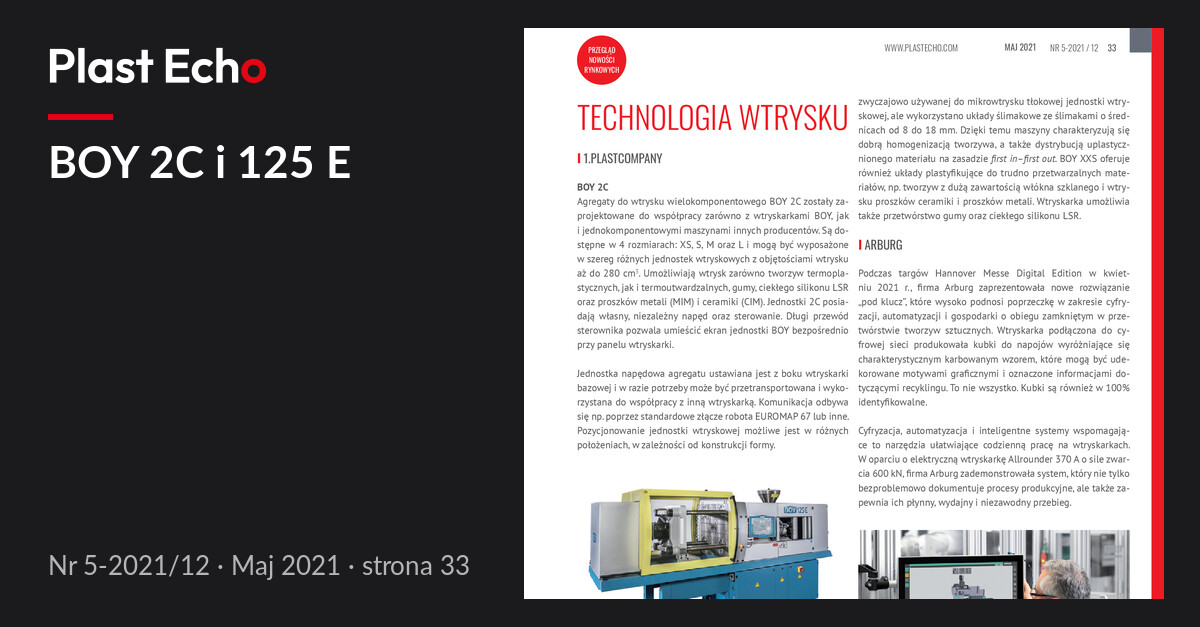 BOY 2C i 125 E | Plast Echo 5-2021/12, Maj 2021, s. 33
