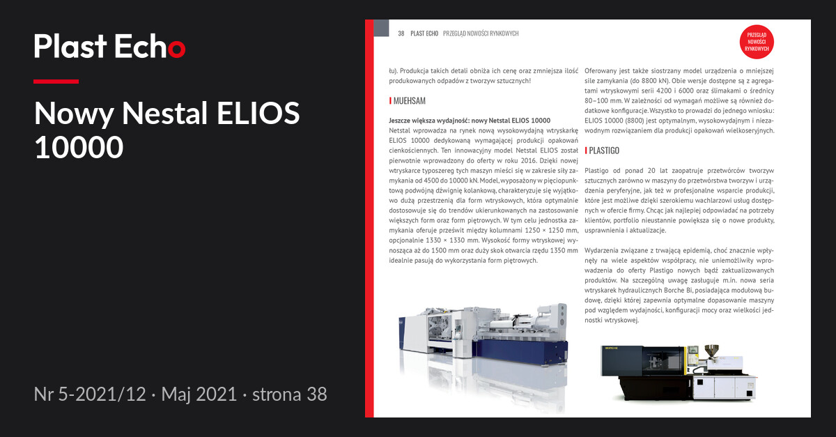 Nowy Nestal ELIOS 10000 | Plast Echo 5-2021/12, Maj 2021, s. 38