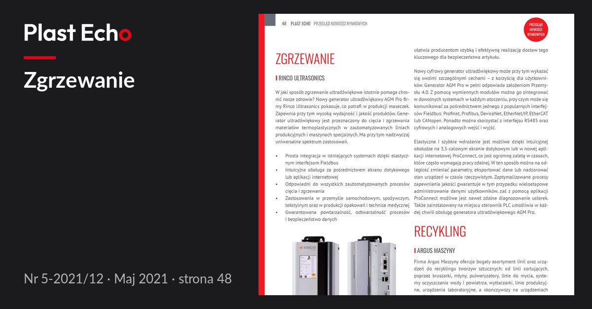 Zgrzewanie | Plast Echo 5-2021/12, Maj 2021, s. 48