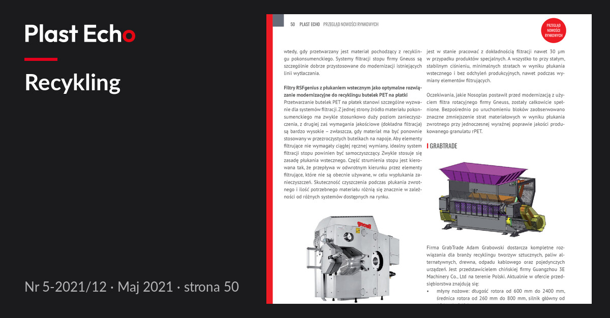 Recykling | Plast Echo 5-2021/12, Maj 2021, s. 50