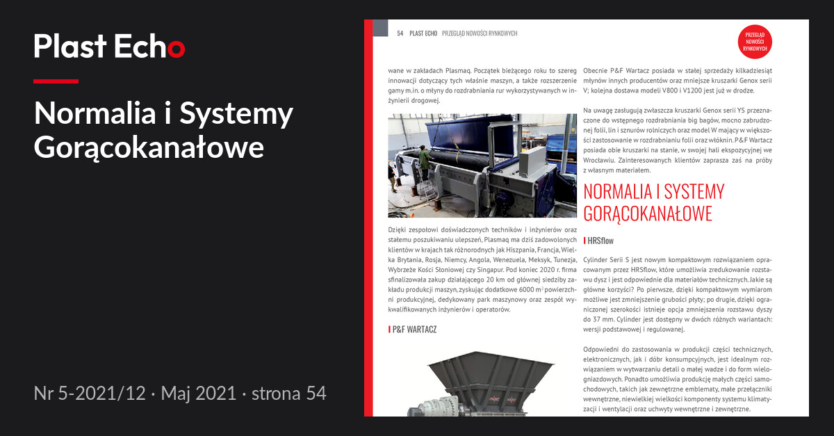 Normalia i Systemy Gorącokanałowe | Plast Echo 5-2021/12, Maj 2021, s. 54