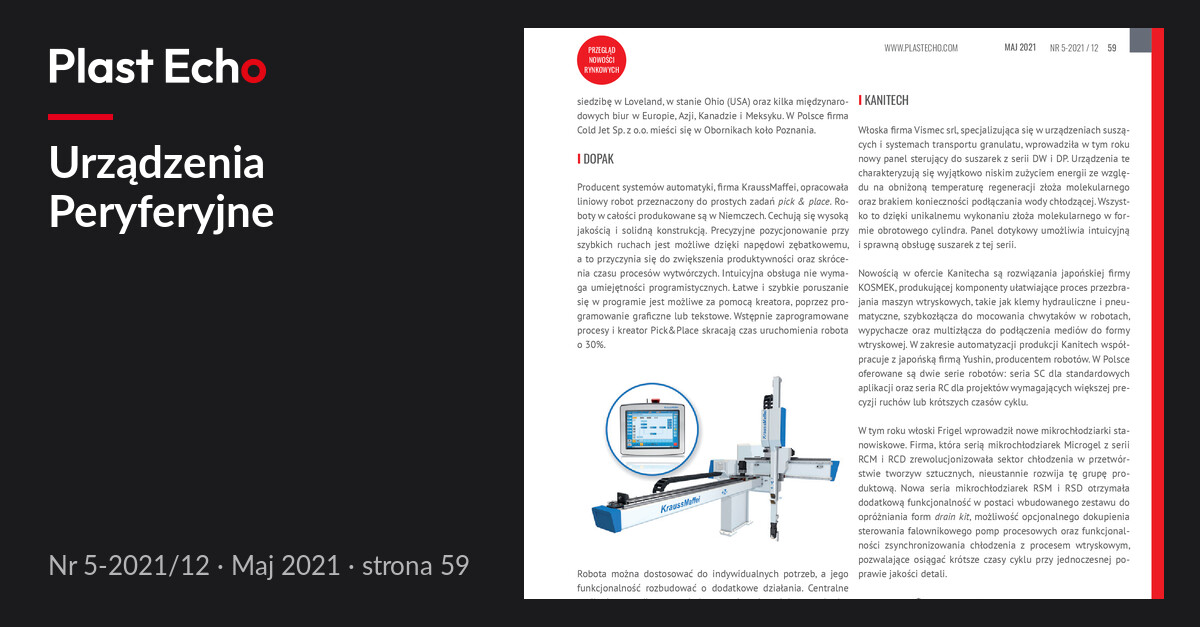 Urządzenia Peryferyjne | Plast Echo 5-2021/12, Maj 2021, s. 59