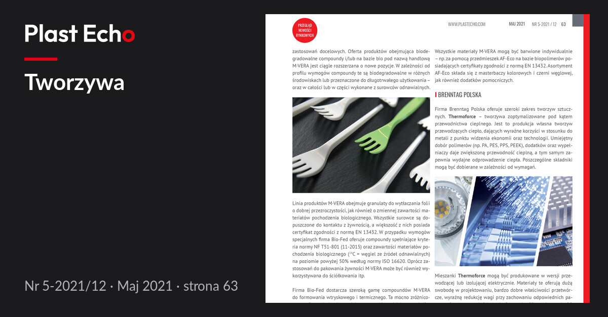 Tworzywa | Plast Echo 5-2021/12, Maj 2021, s. 63