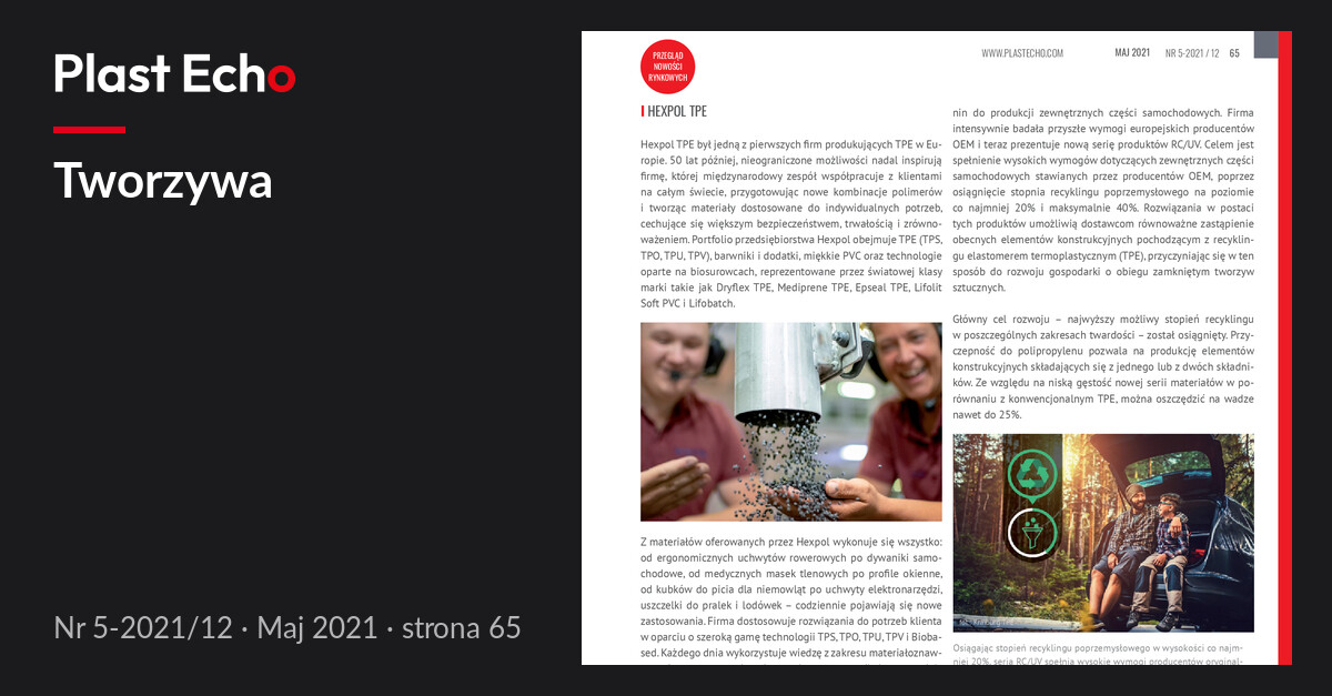 Tworzywa | Plast Echo 5-2021/12, Maj 2021, s. 65