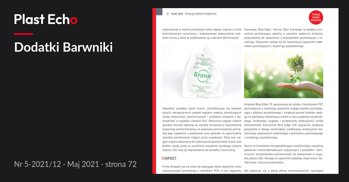 Dodatki Barwniki | Plast Echo 5-2021/12, Maj 2021, s. 72