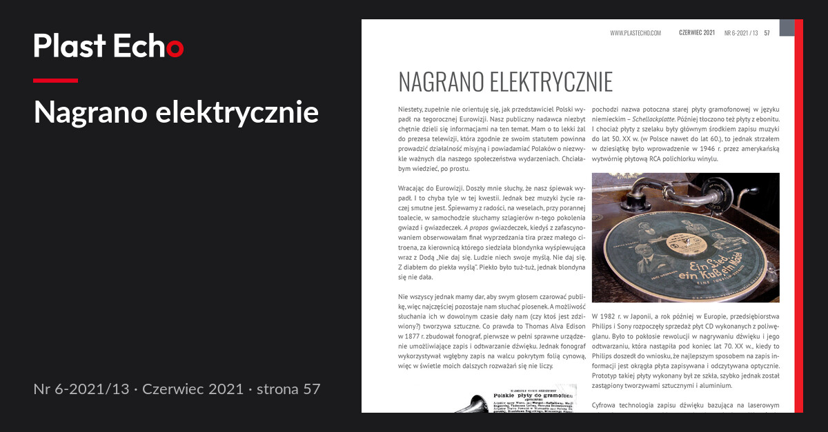 Nagrano elektrycznie | Plast Echo 6-2021/13, Czerwiec 2021, s. 57