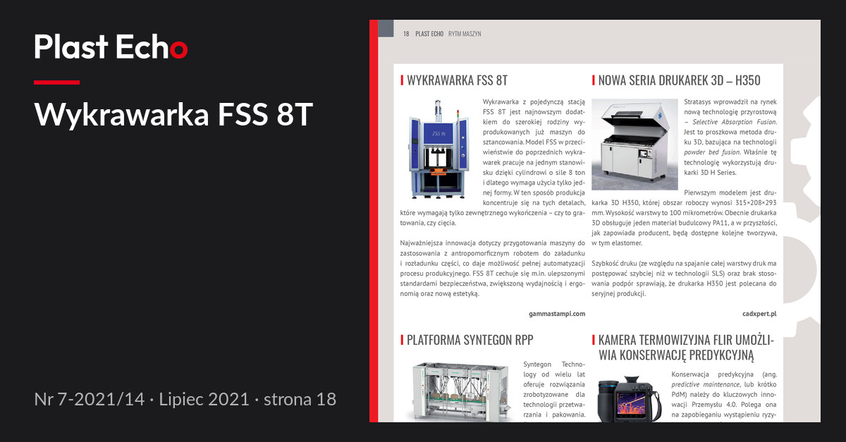 Wykrawarka FSS 8T | Plast Echo 7-2021/14, Lipiec 2021, s. 18