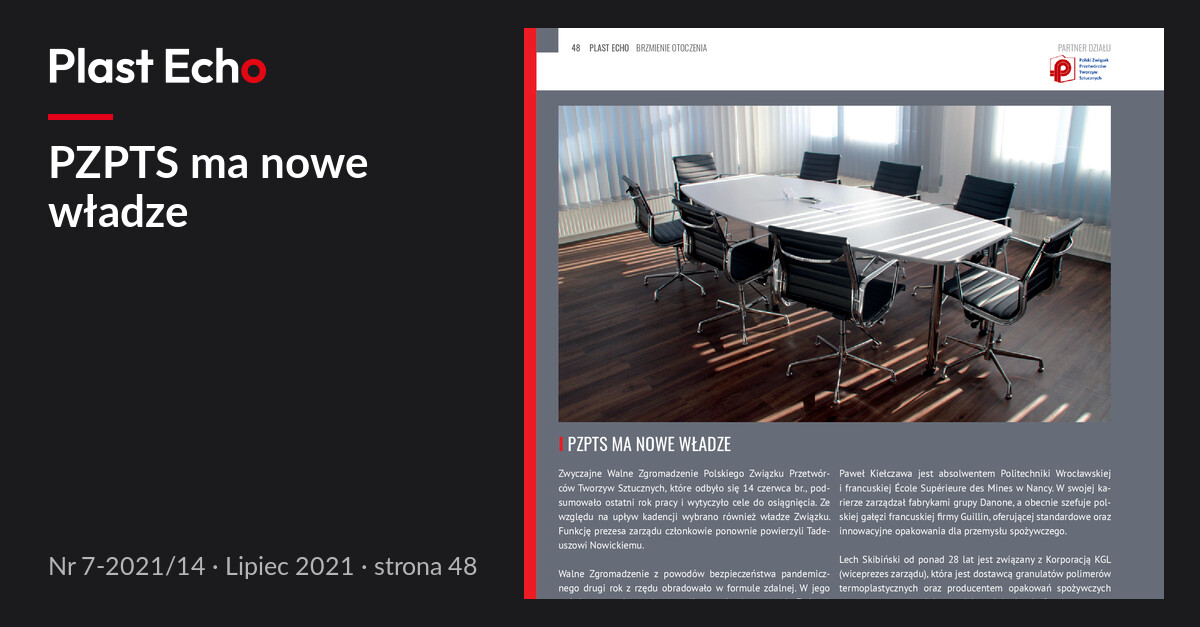 PZPTS ma nowe władze | Plast Echo 7-2021/14, Lipiec 2021, s. 48