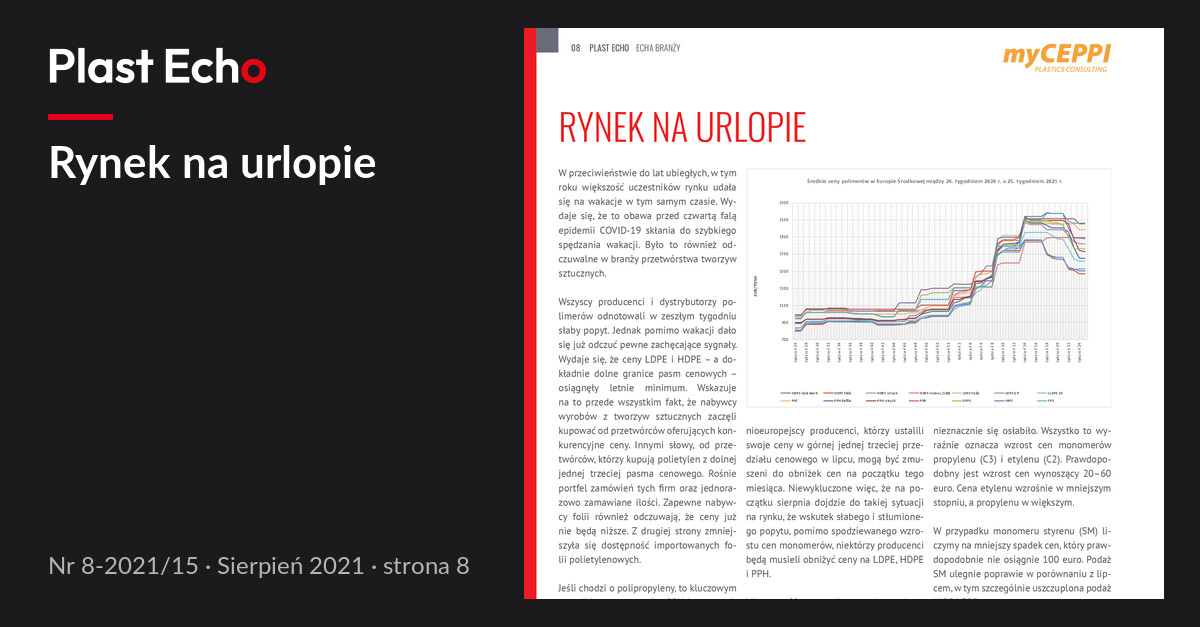 Rynek na urlopie | Plast Echo 8-2021/15, Sierpień 2021, s. 8