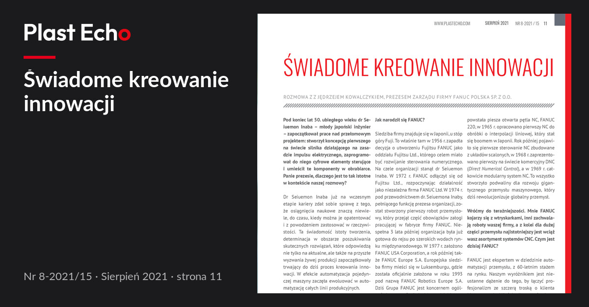 Świadome kreowanie innowacji | Plast Echo 8-2021/15, Sierpień 2021, s. 11