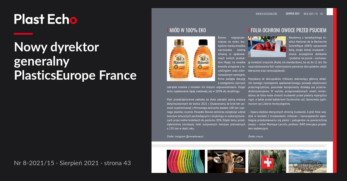 Nowy dyrektor generalny PlasticsEurope France | Plast Echo 8-2021/15, Sierpień 2021, s. 43