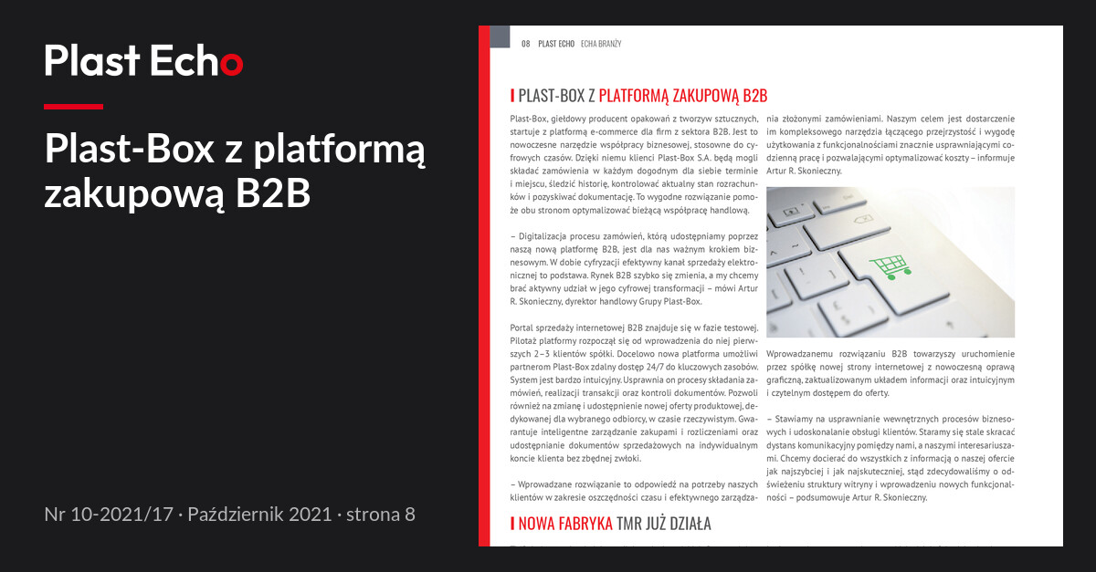 Plast-Box z platformą zakupową B2B | Plast Echo 10-2021/17, Październik 2021, s. 8