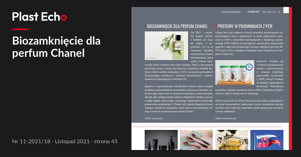 Biozamknięcie dla perfum Chanel | Plast Echo 11-2021/18, Listopad 2021, s. 45