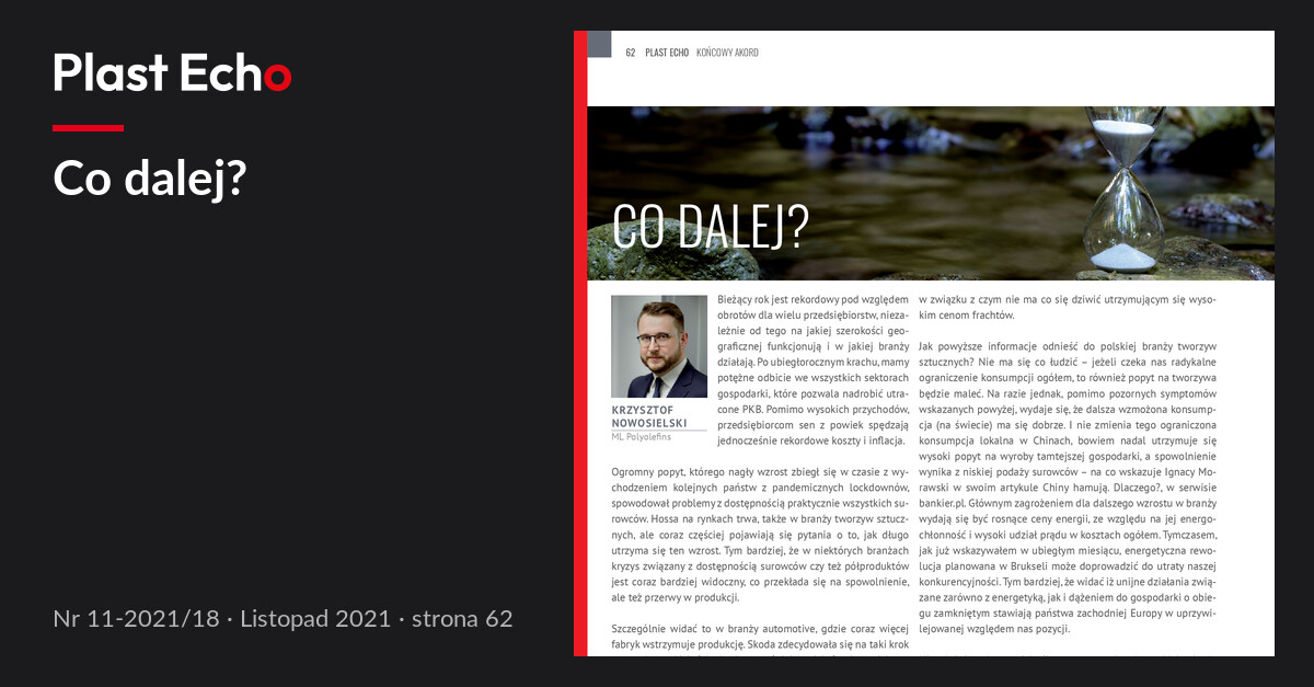 Co dalej? | Plast Echo 11-2021/18, Listopad 2021, s. 62