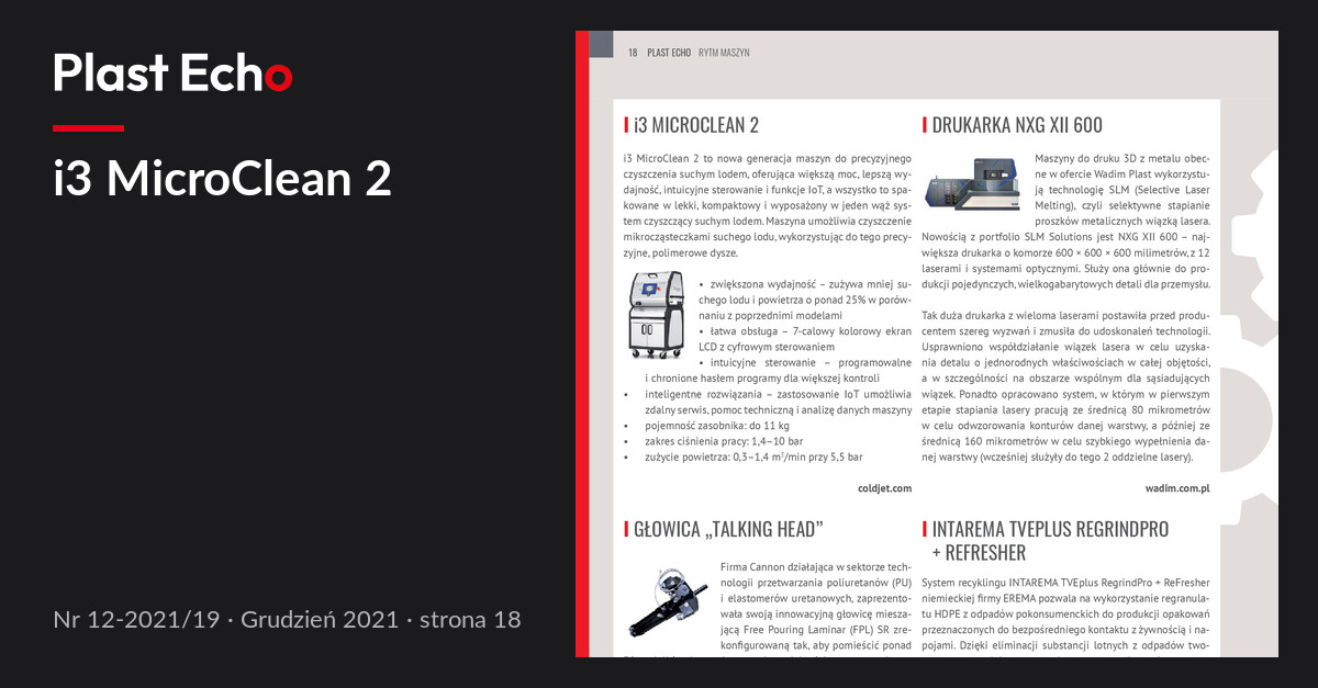 i3 MicroClean 2 | Plast Echo 12-2021/19, Grudzień 2021, s. 18