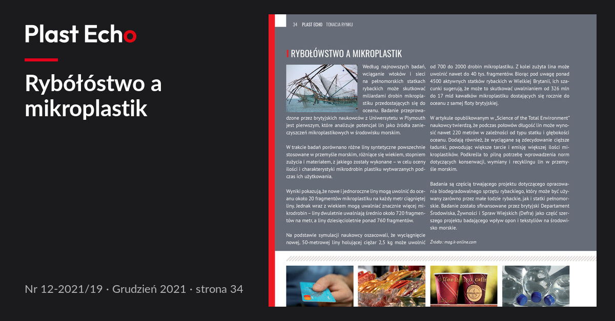 Rybółóstwo a mikroplastik | Plast Echo 12-2021/19, Grudzień 2021, s. 34