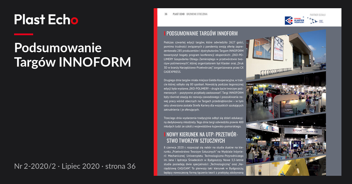 Podsumowanie Targów INNOFORM | Plast Echo 2-2020/2, Lipiec 2020, s. 36