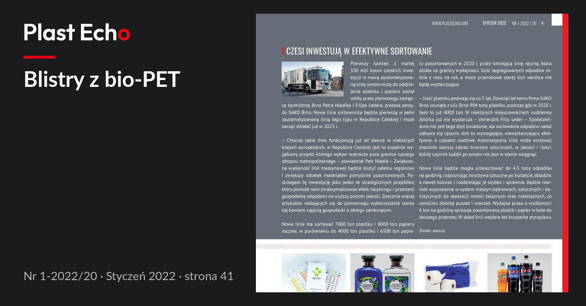 Blistry z bio-PET | Plast Echo 1-2022/20, Styczeń 2022, s. 41