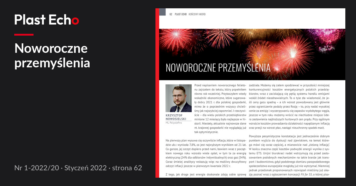 Noworoczne przemyślenia | Plast Echo 1-2022/20, Styczeń 2022, s. 62