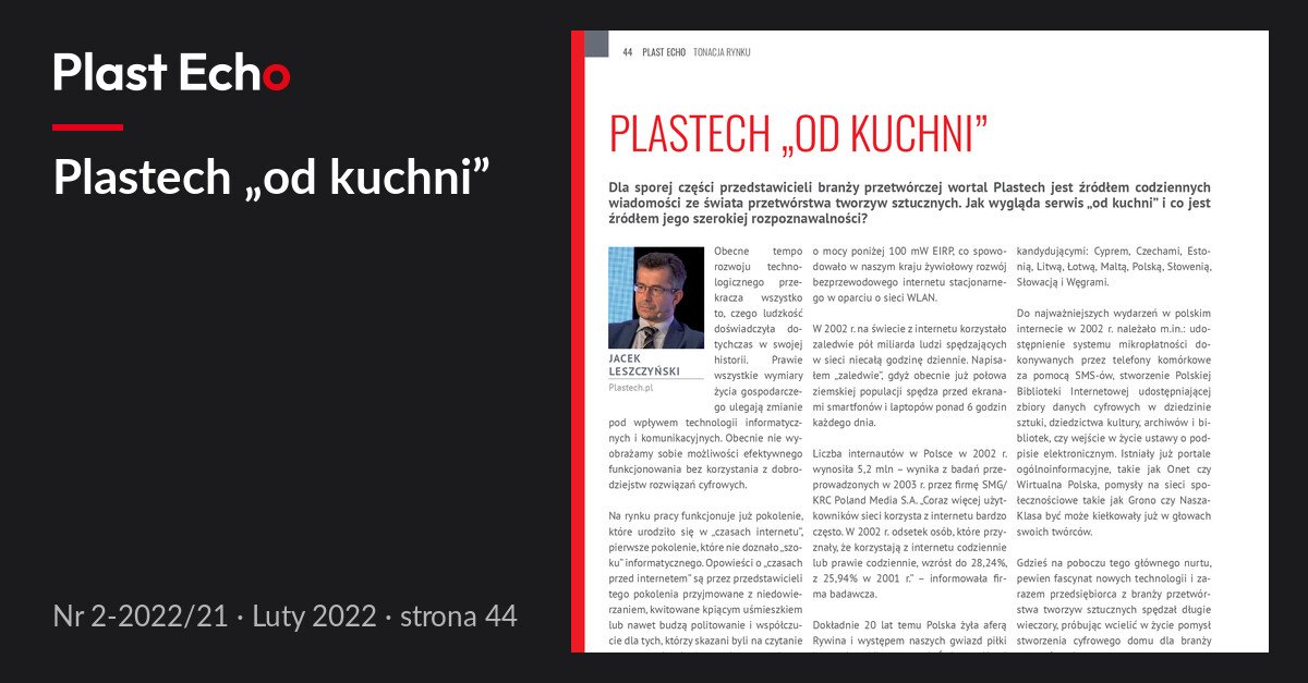 Plastech „od kuchni” | Plast Echo 2-2022/21, Luty 2022, s. 44
