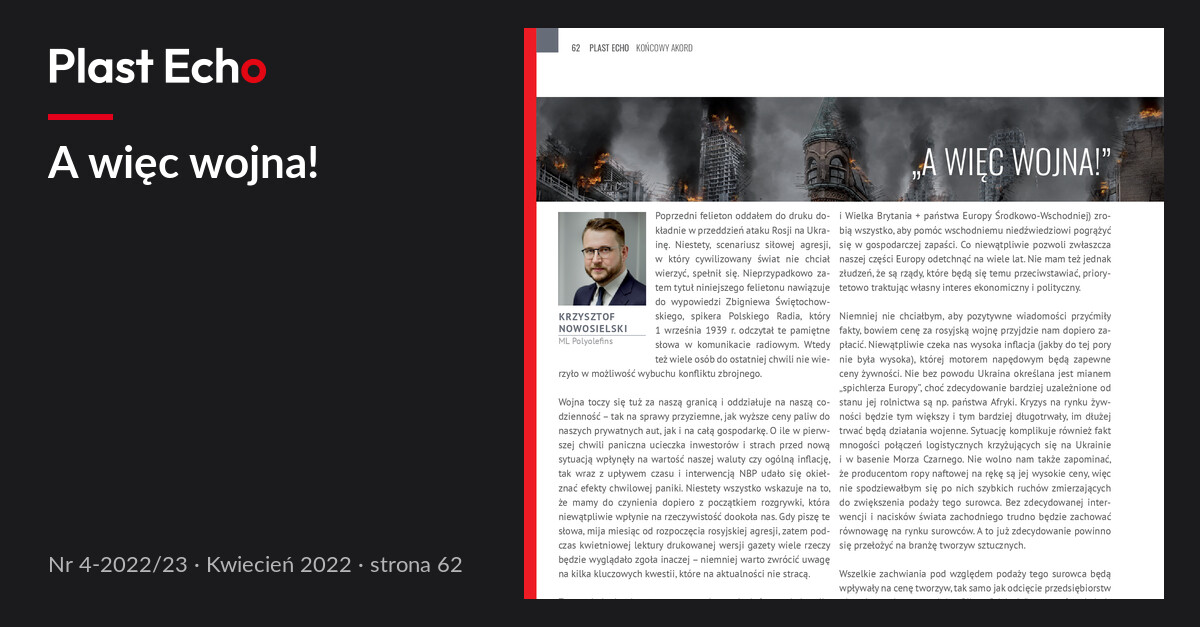 A więc wojna! | Plast Echo 4-2022/23, Kwiecień 2022, s. 62