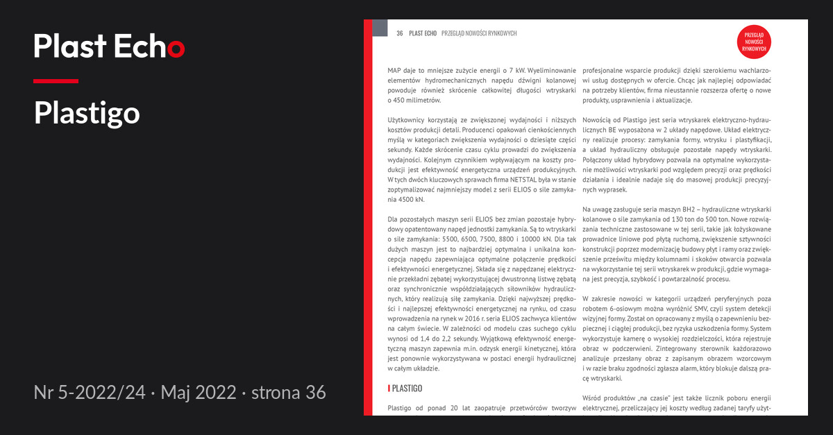 Plastigo | Plast Echo 5-2022/24, Maj 2022, s. 36