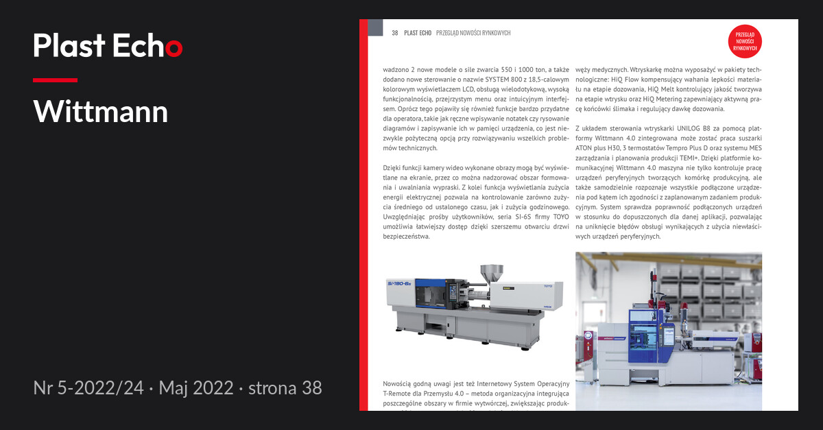 Wittmann | Plast Echo 5-2022/24, Maj 2022, s. 38