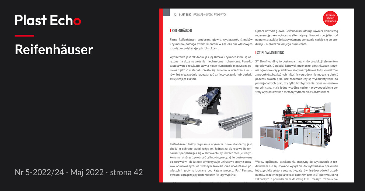 Reifenhäuser | Plast Echo 5-2022/24, Maj 2022, s. 42