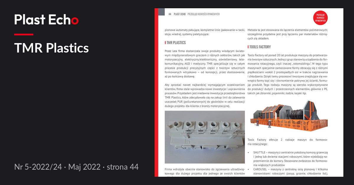 TMR Plastics | Plast Echo 5-2022/24, Maj 2022, s. 44