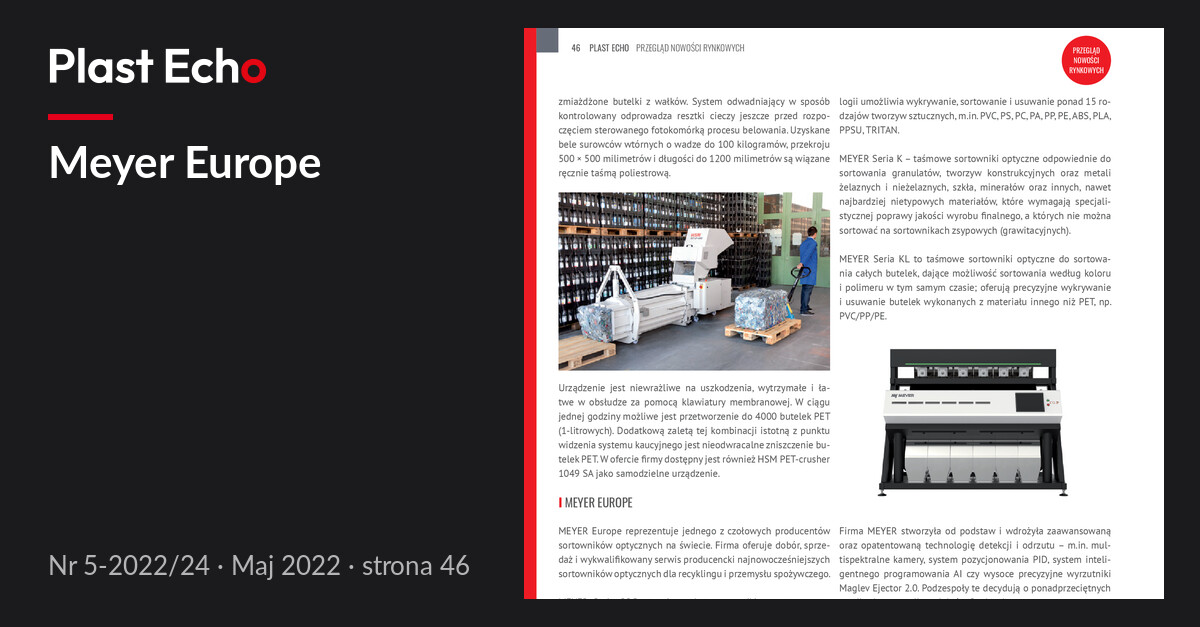 Meyer Europe | Plast Echo 5-2022/24, Maj 2022, s. 46
