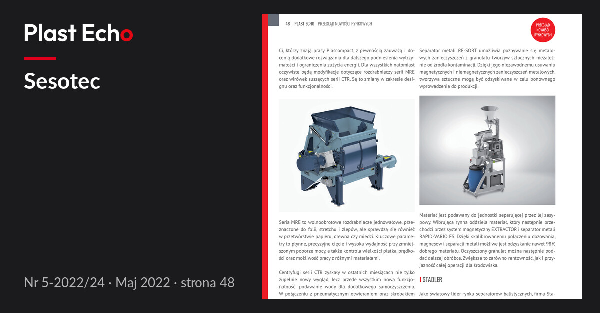 Sesotec | Plast Echo 5-2022/24, Maj 2022, s. 48