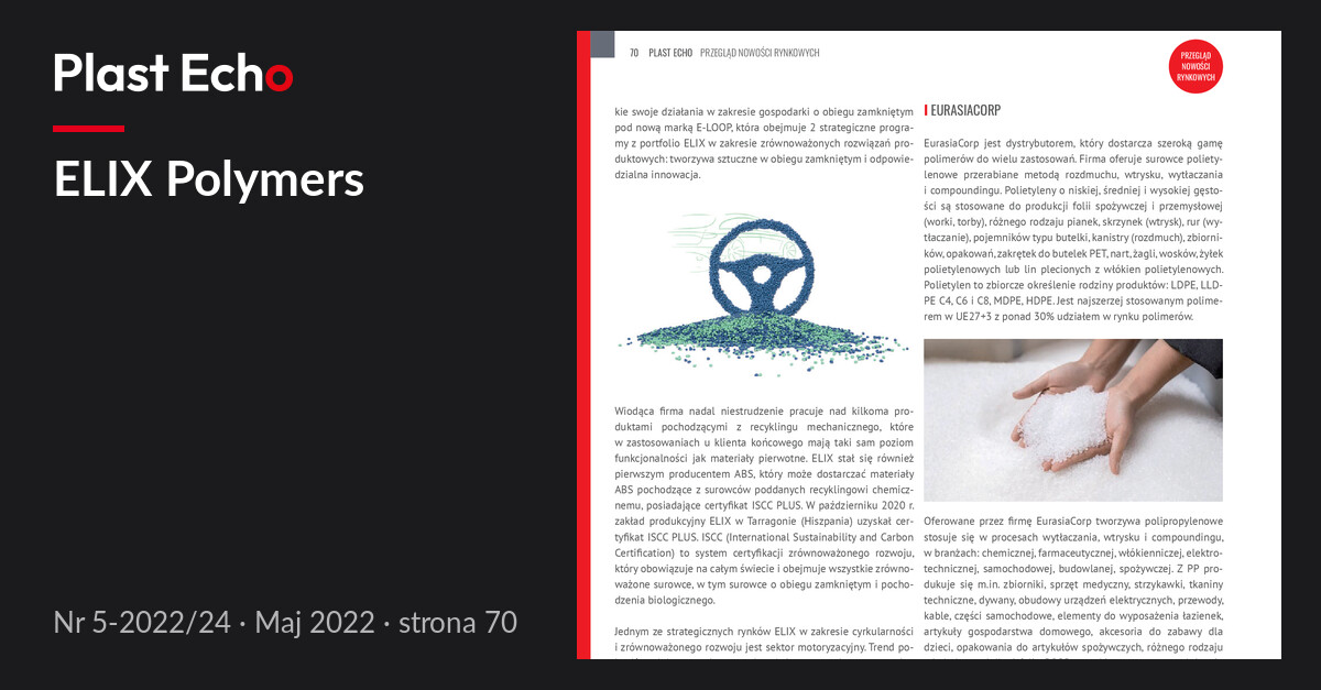 ELIX Polymers | Plast Echo 5-2022/24, Maj 2022, s. 70
