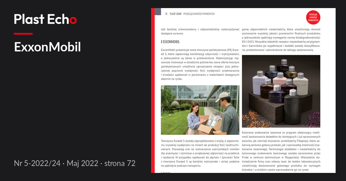 ExxonMobil | Plast Echo 5-2022/24, Maj 2022, s. 72