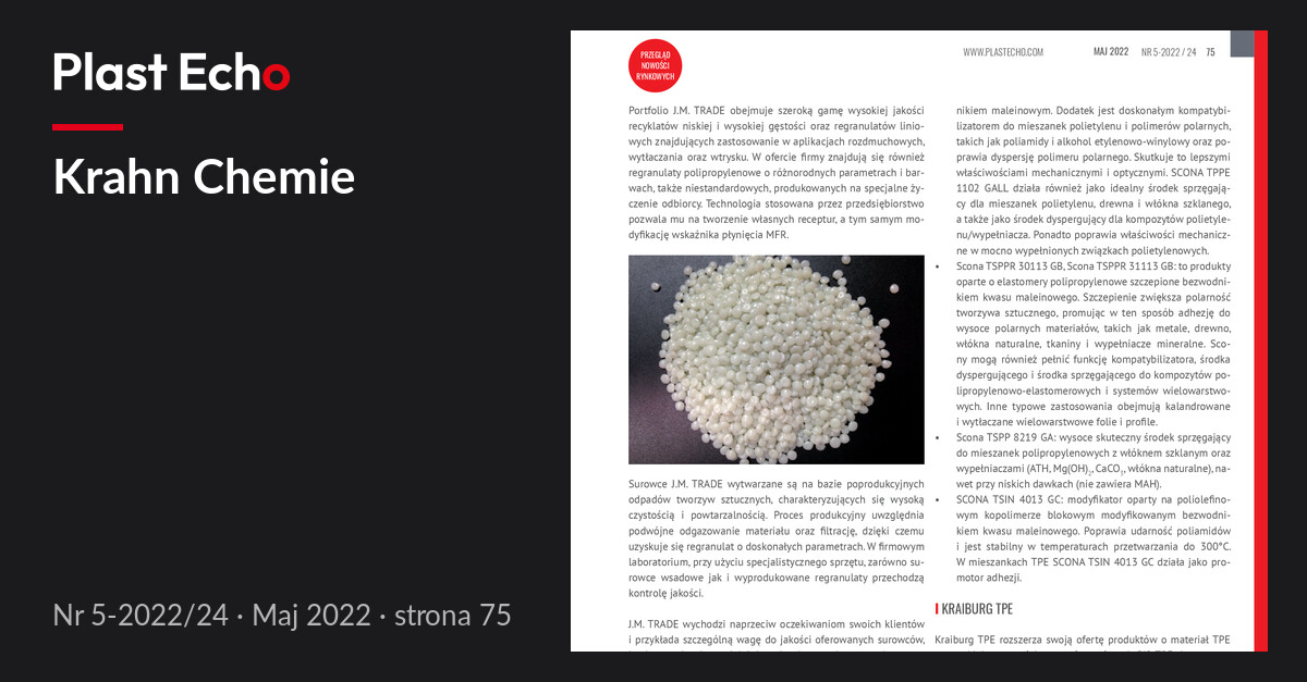 Krahn Chemie | Plast Echo 5-2022/24, Maj 2022, s. 75
