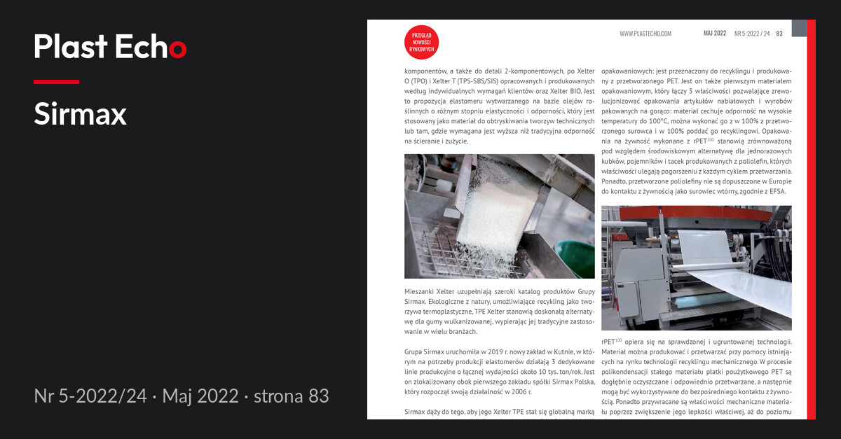Sirmax | Plast Echo 5-2022/24, Maj 2022, s. 83