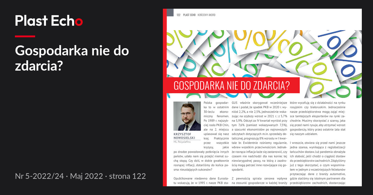Gospodarka nie do zdarcia? | Plast Echo 5-2022/24, Maj 2022, s. 122