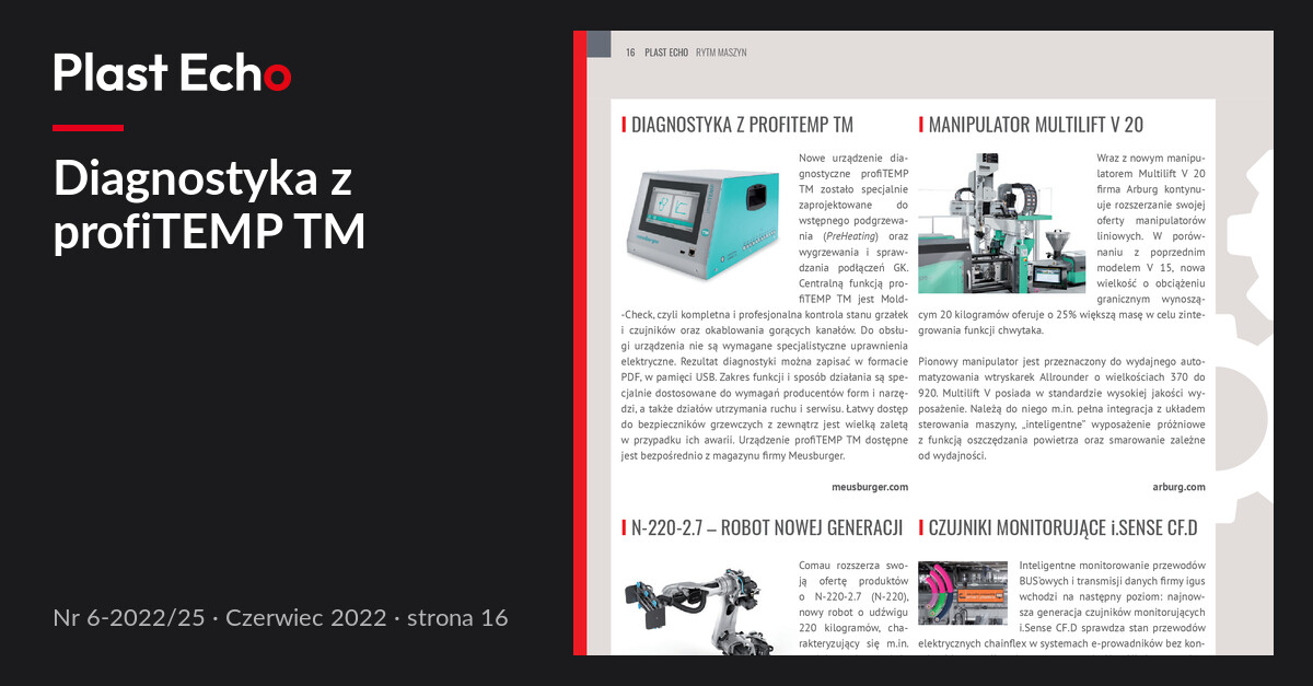 Diagnostyka z profiTEMP TM | Plast Echo 6-2022/25, Czerwiec 2022, s. 16