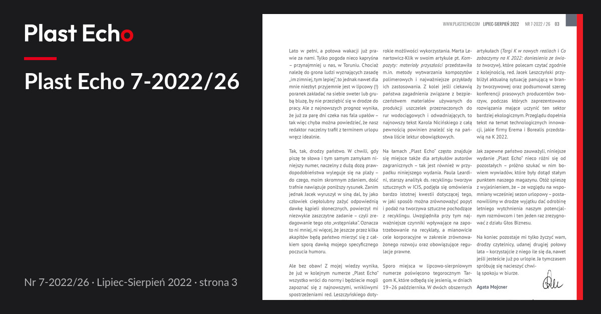 Plast Echo 7-2022/26, Lipiec-Sierpień 2022, s. 3