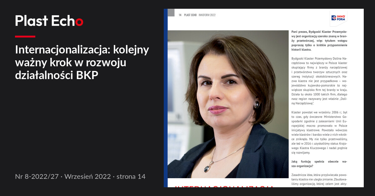 Internacjonalizacja: kolejny ważny krok w rozwoju działalności BKP | Plast Echo 8-2022/27, Wrzesień 2022, s. 14