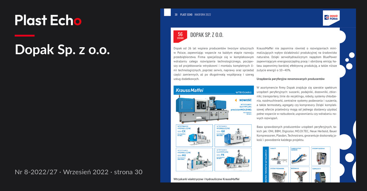 Dopak Sp. z o.o. | Plast Echo 8-2022/27, Wrzesień 2022, s. 30