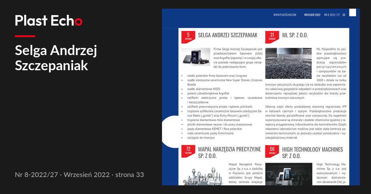 Selga Andrzej Szczepaniak | Plast Echo 8-2022/27, Wrzesień 2022, s. 33