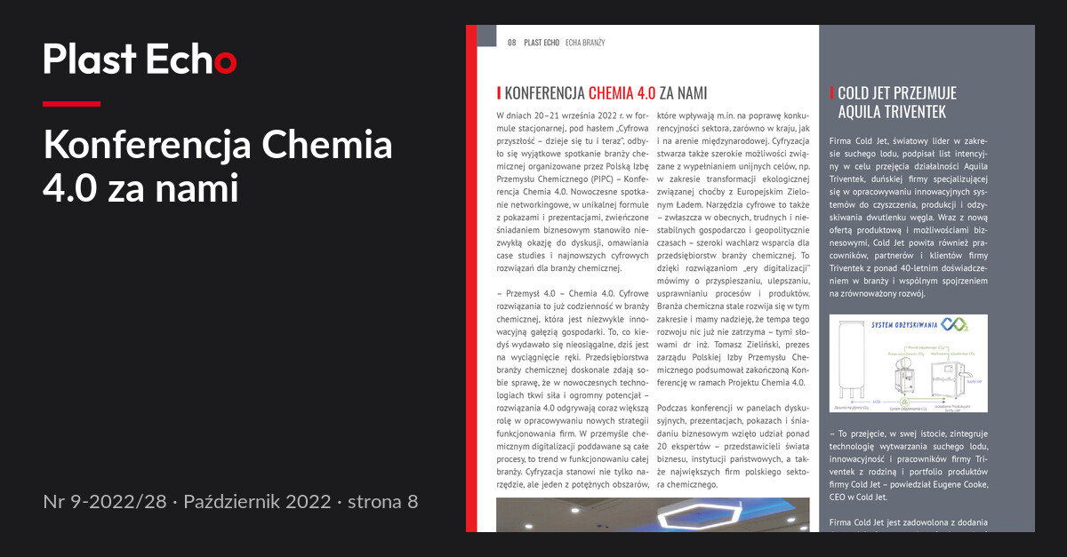 Konferencja Chemia 4.0 za nami | Plast Echo 9-2022/28, Październik 2022, s. 8