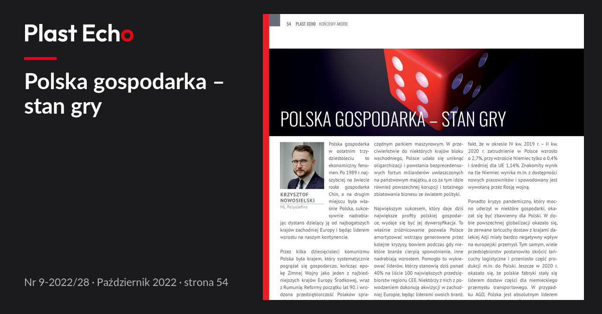 Polska gospodarka – stan gry | Plast Echo 9-2022/28, Październik 2022, s. 54